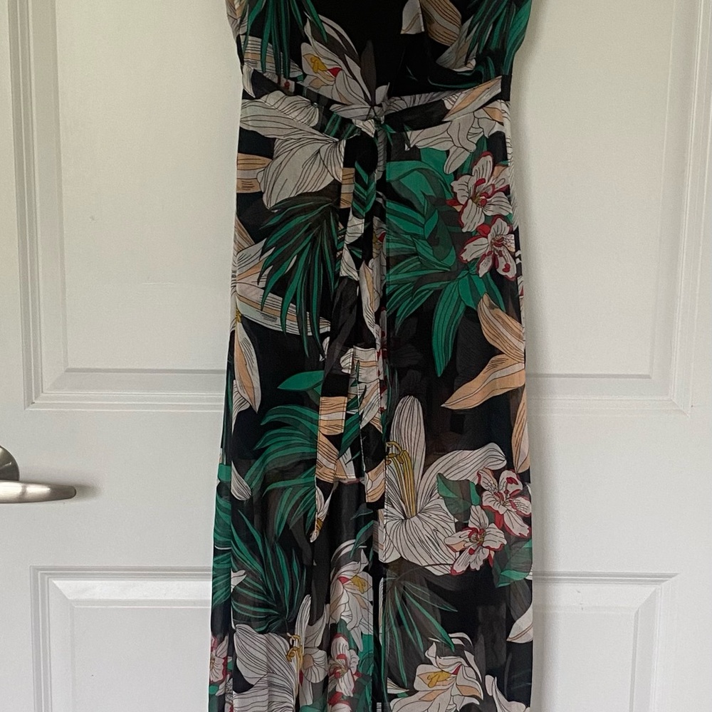 Guess White and Pink Halter Maxi Sundress